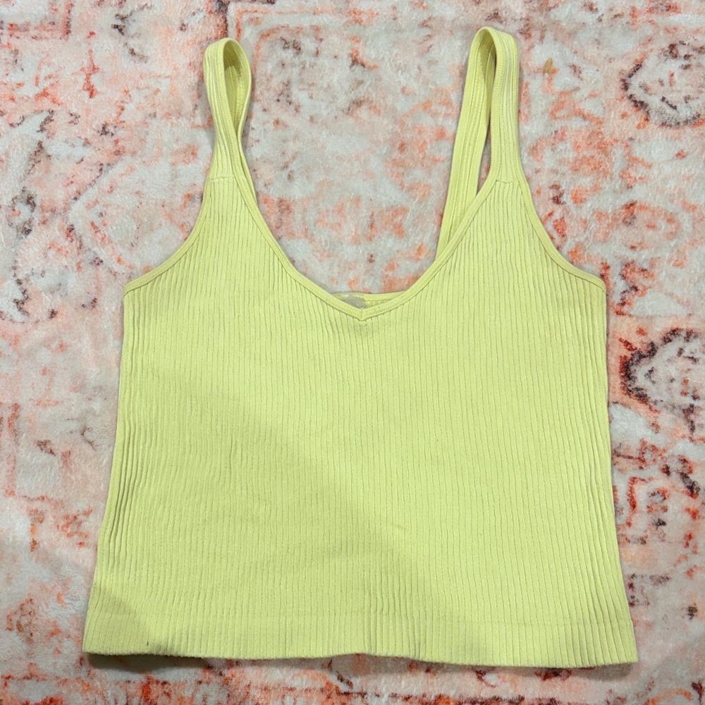 Dynamic Yellow Ribbed Knit Tank Top